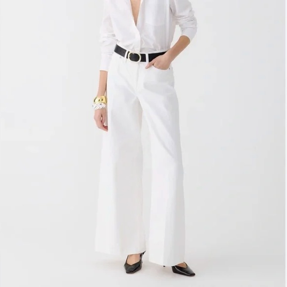 NWT J.Crew High-rise Superwide-leg Jean in White - Size 27 - Picture 2 of 12